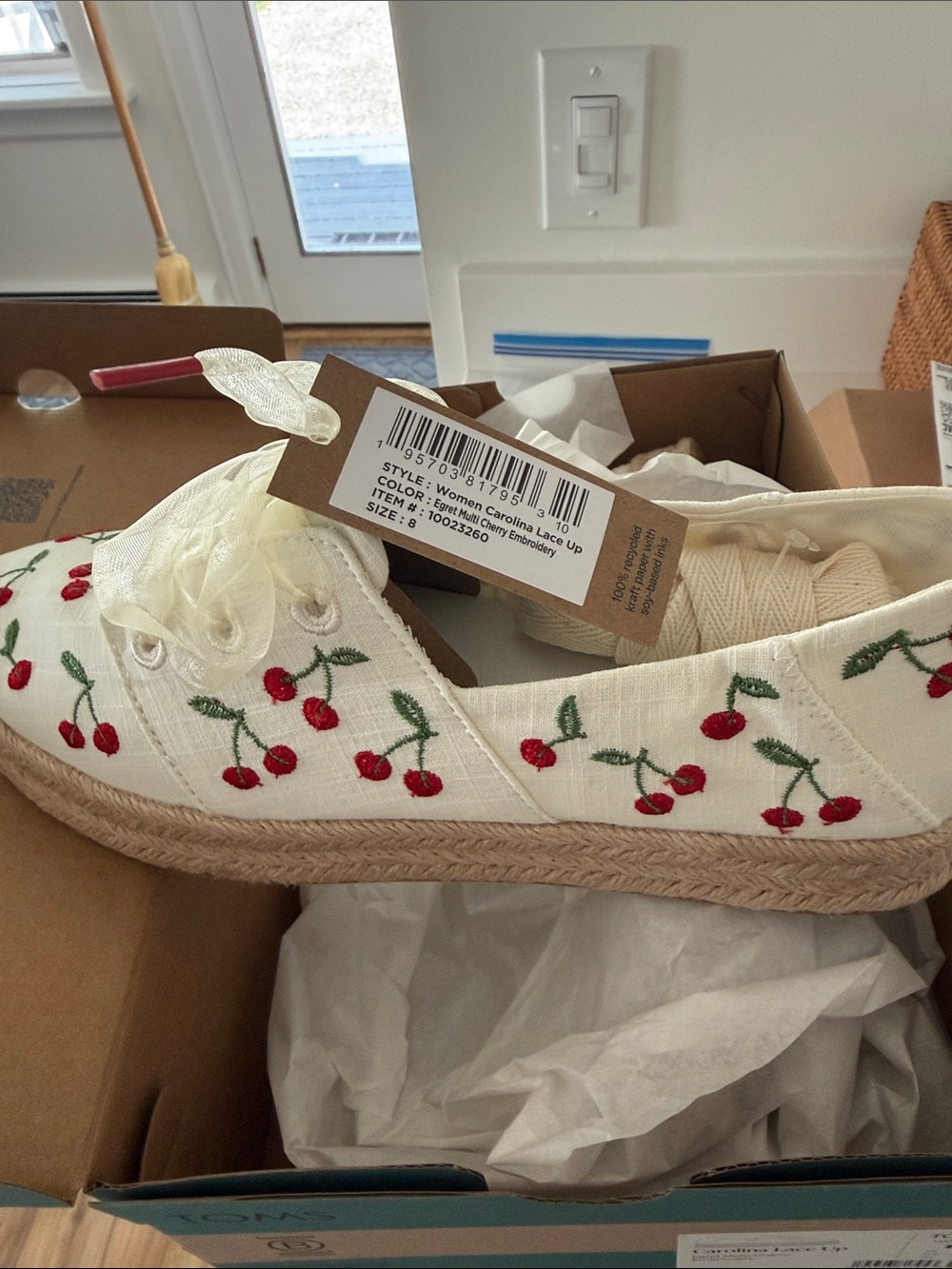 Toms Carolina lace-up espadrille Natural Cherry size 8. NWT! - Picture 4 of 4
